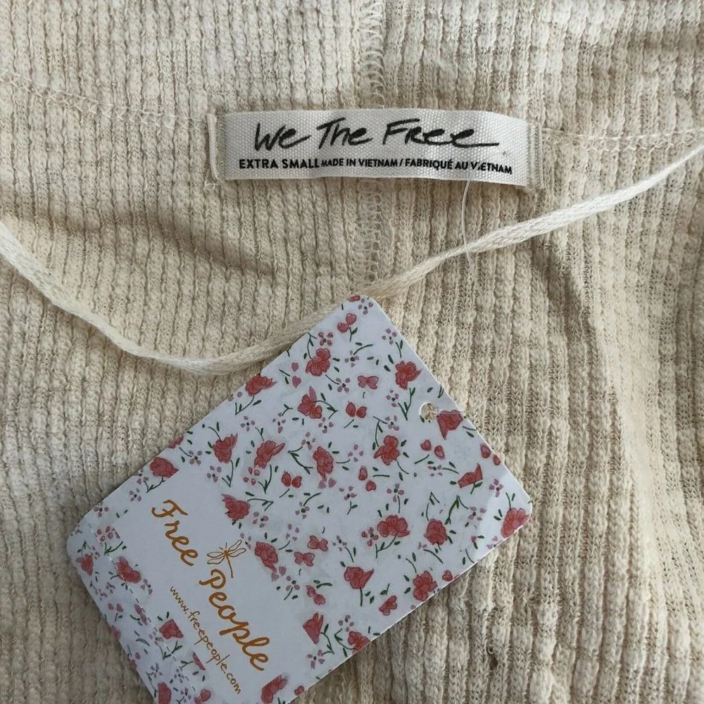 Free People Lupine Tee Top Sugar Cookie Beige Knit Cotton Boho XS NWT $68_6